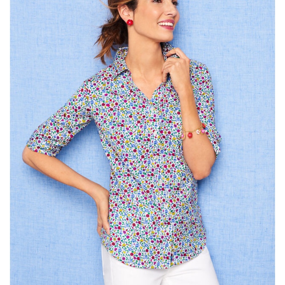 Talbots Multi-Color Floral Button-Down Shirt